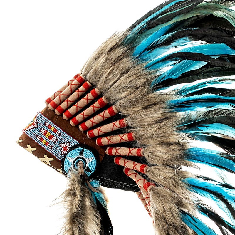 Novum Crafts Feather Headdress | Native American Indian Inspired | Turquoise - Image 3